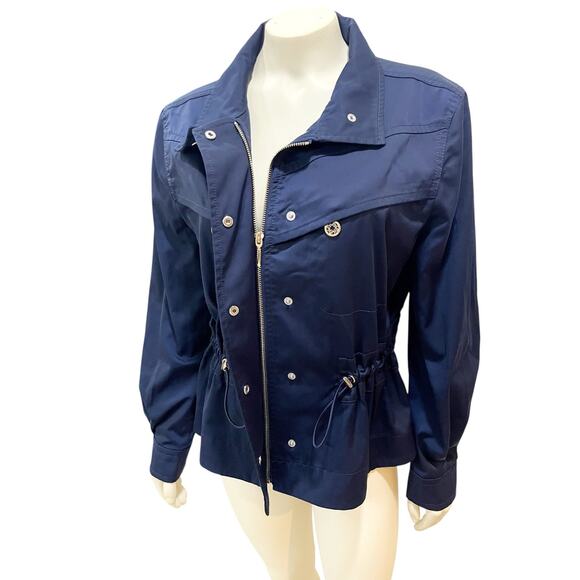 White House Black Market Navy Twill Utility Anorak Jacket Medium - Picture 5 of 10